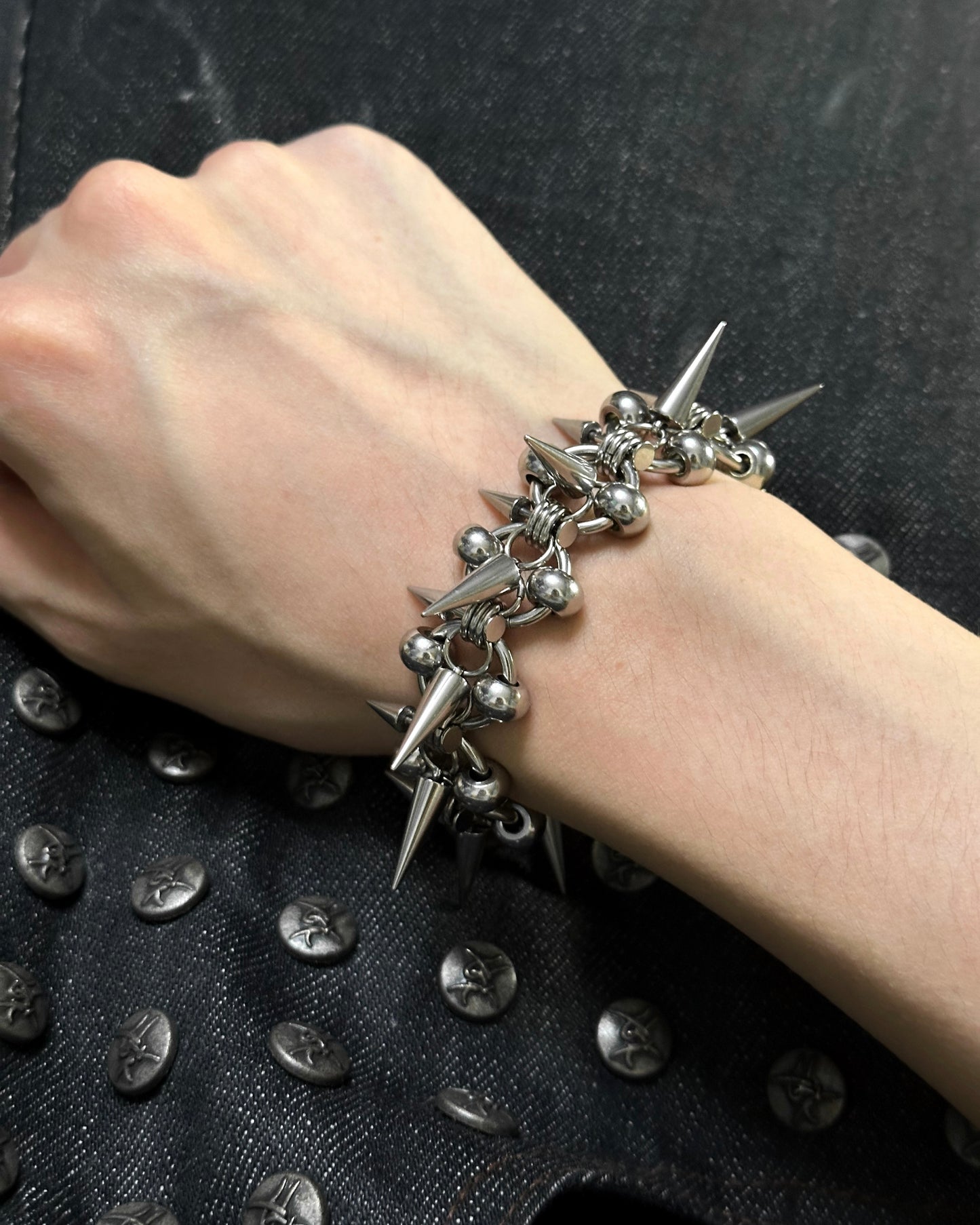 Spiked Piercing Chainmail Bracelet (Long Spikes ver)