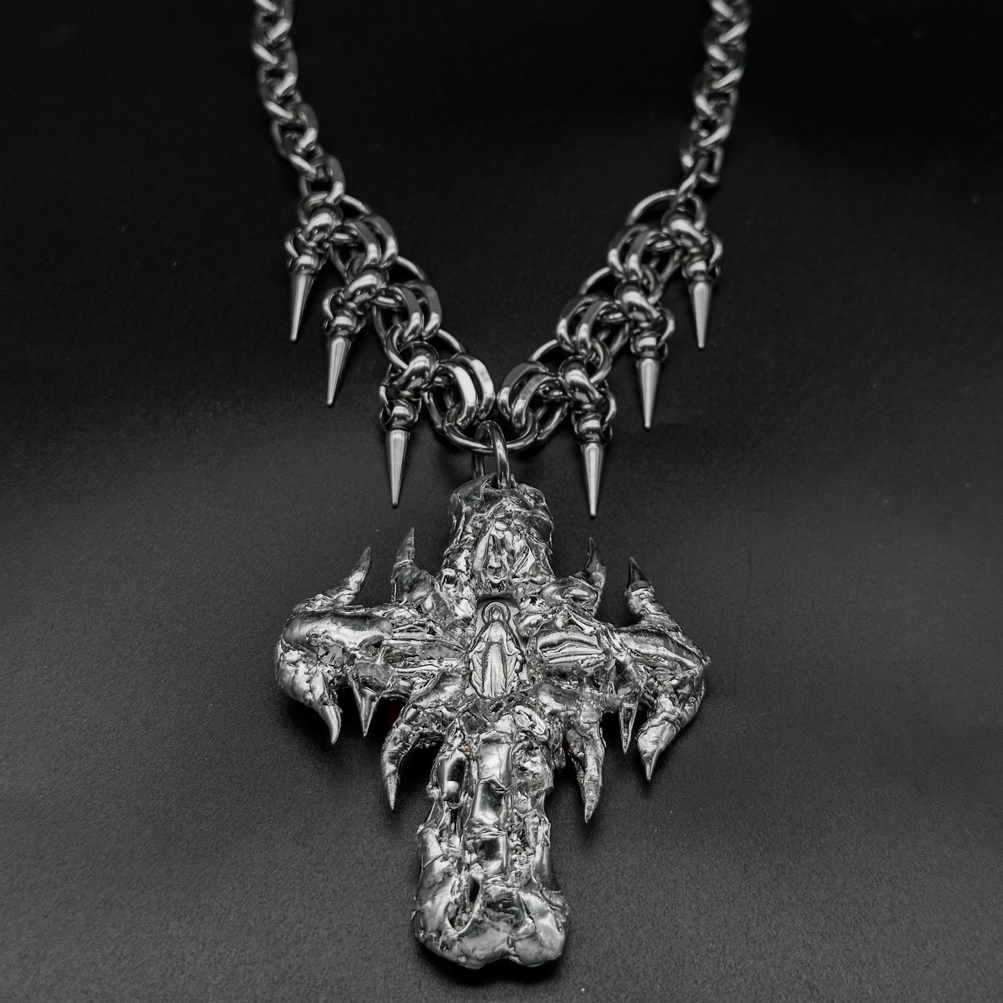 Soldered Thorns Cross Pendant Necklace