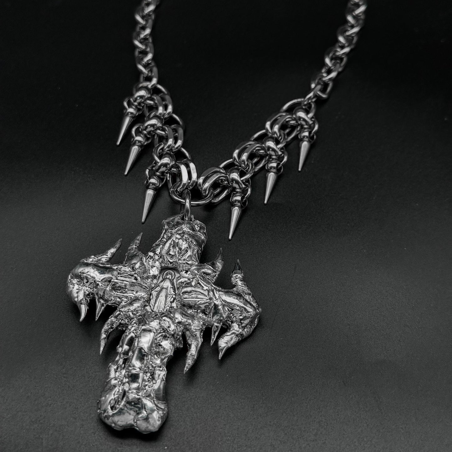 Soldered Thorns Cross Pendant Necklace
