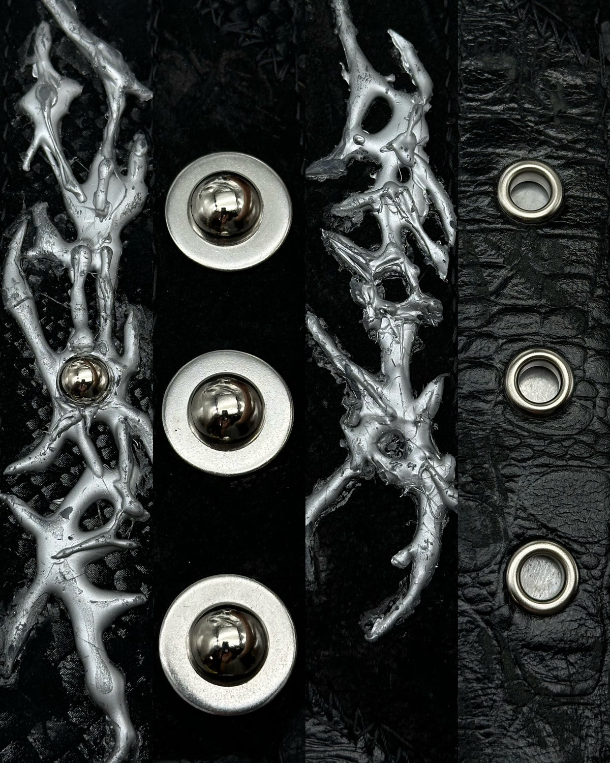 Patchwork Leather Chrome Tribals Stitch Distressed Belt