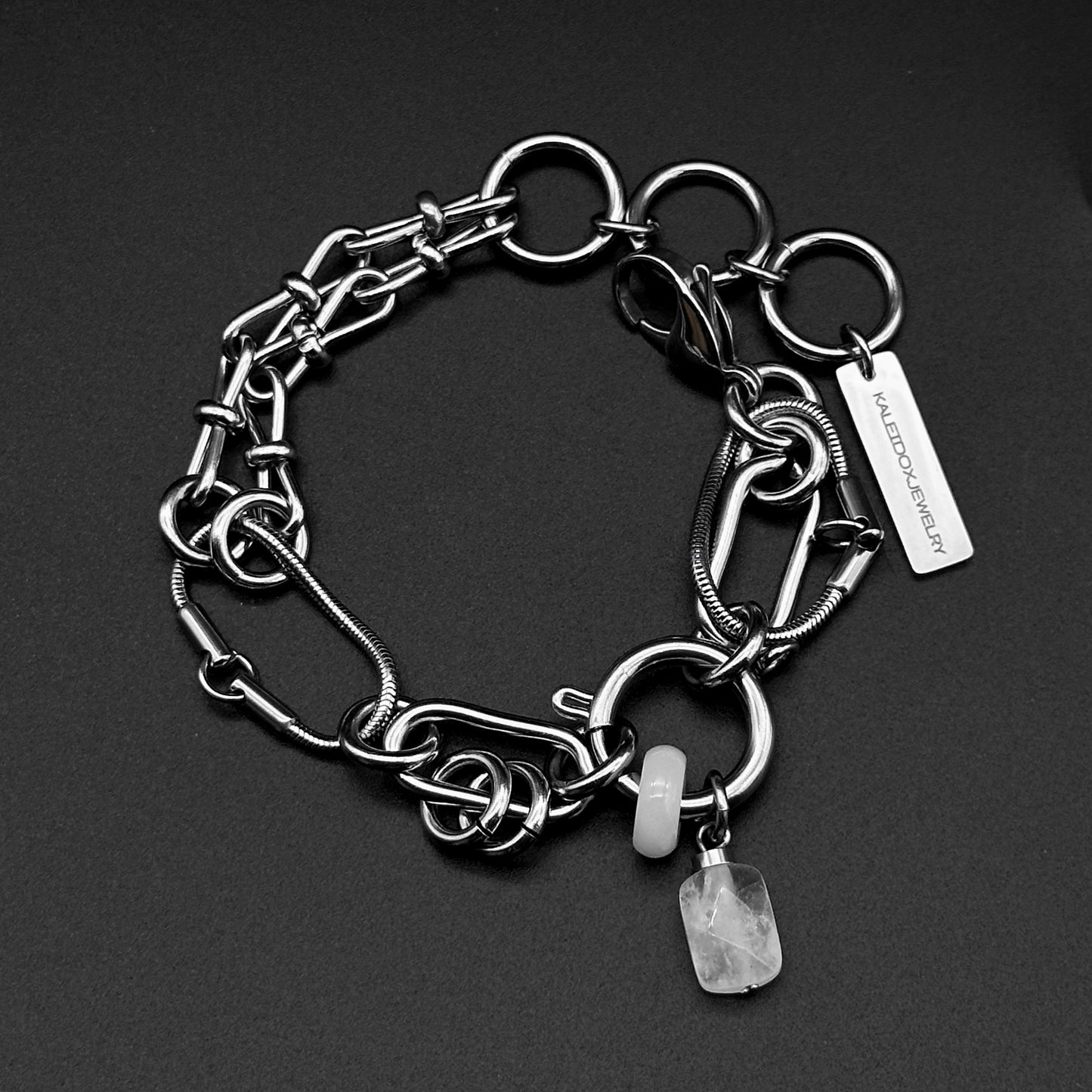 White jade ring crystal pendant bracelet