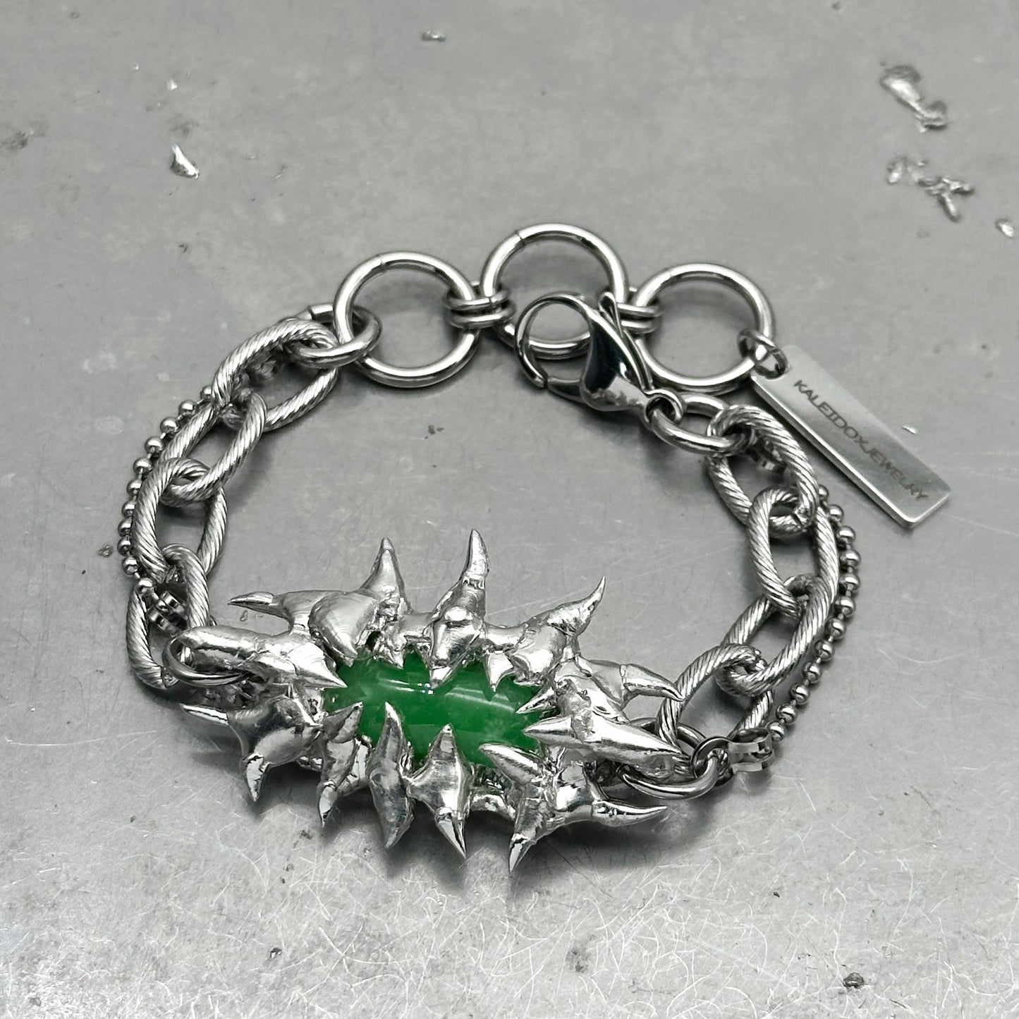 Soldered Jade Spiky Bracelet