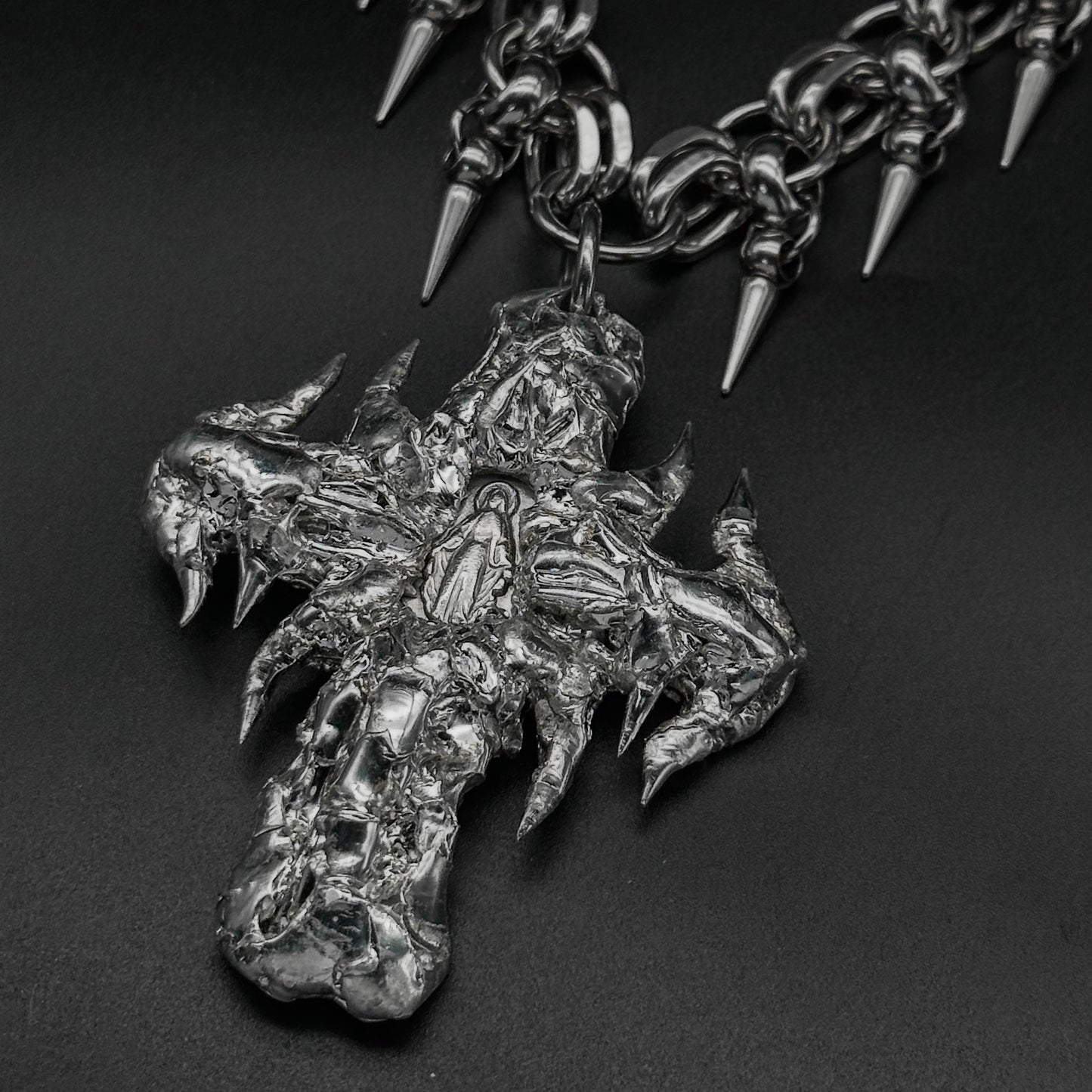 Soldered Thorns Cross Pendant Necklace