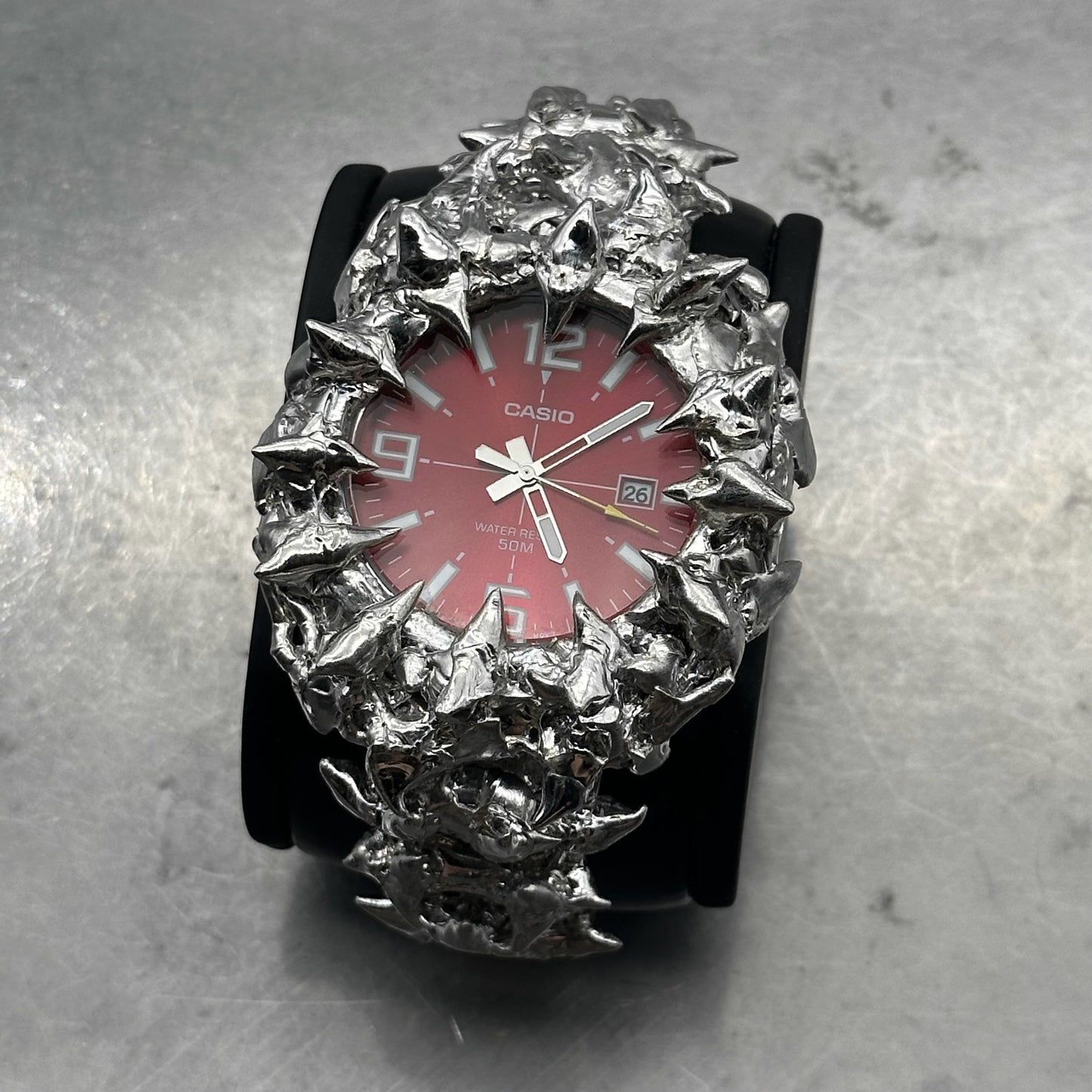 Soldered red dial watch 38