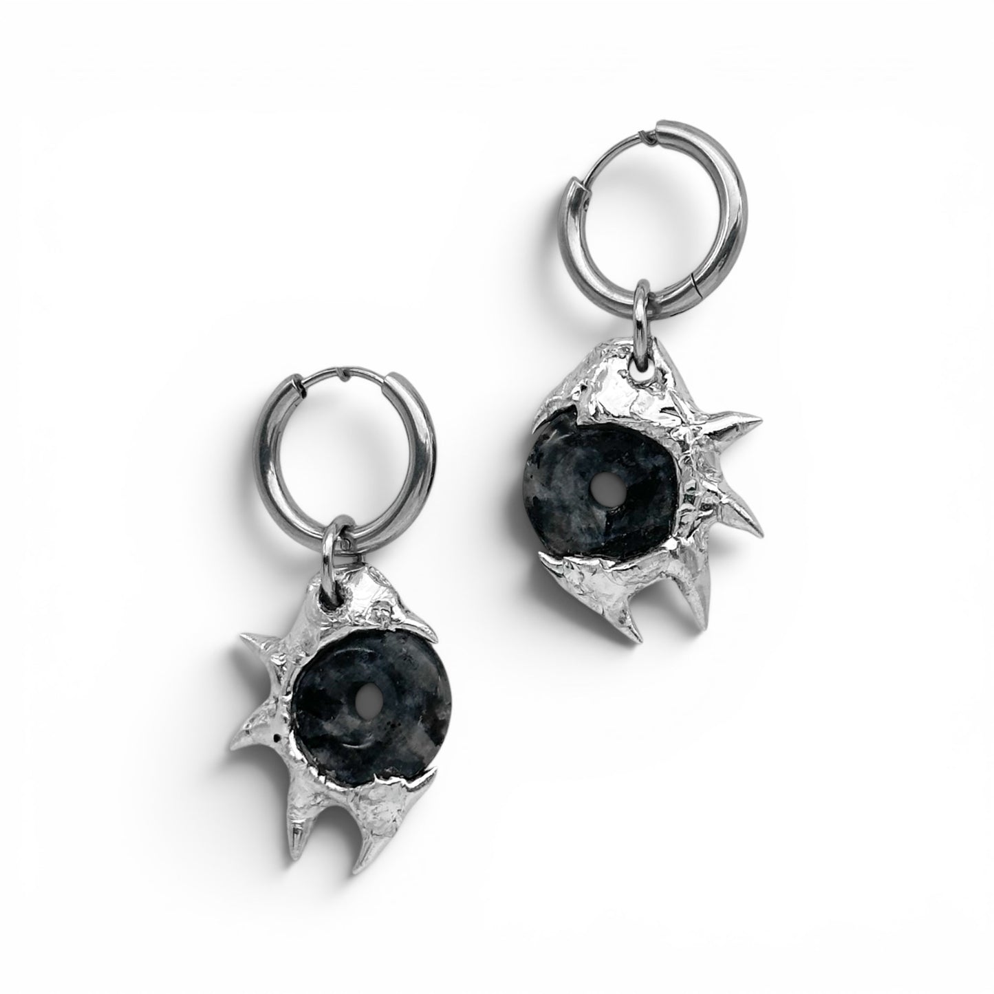 Soldered Thorns Jade Earrings