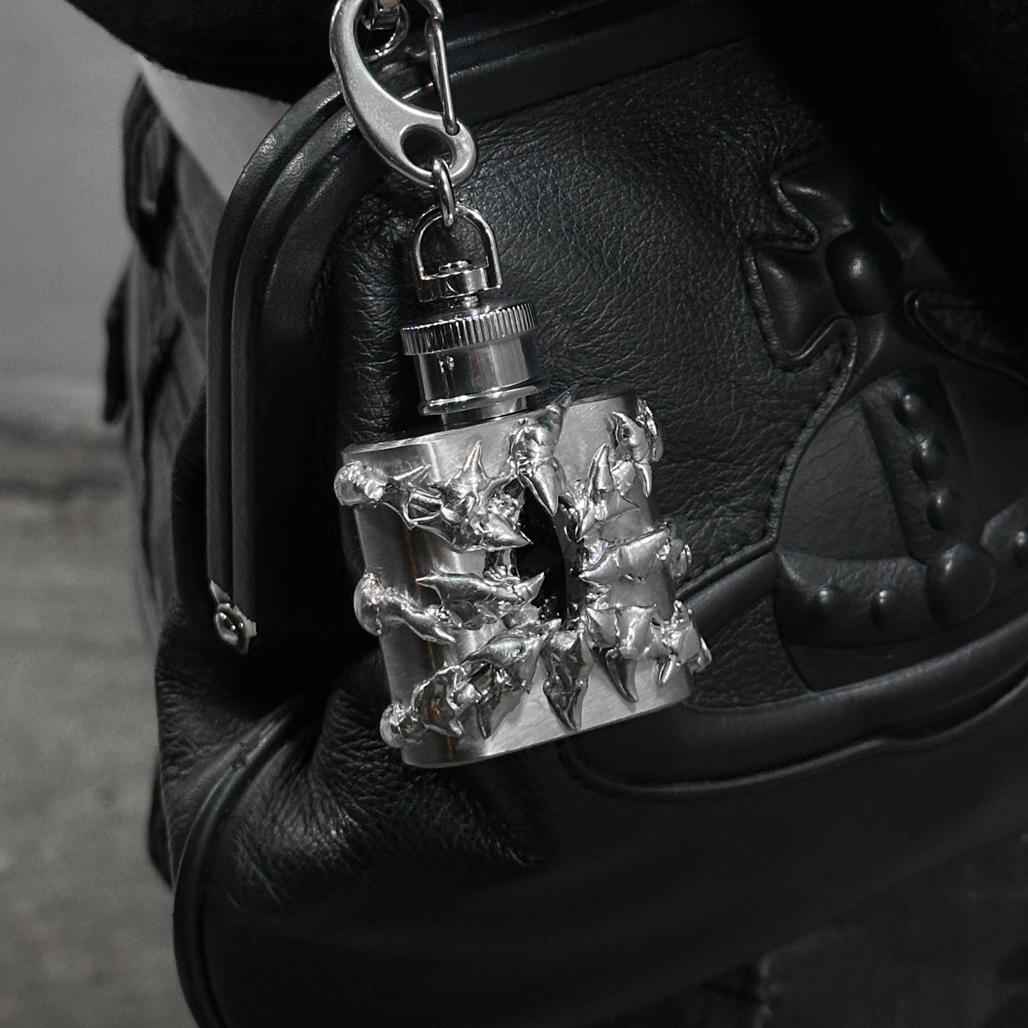 Soldered Black Gem Wine Bottle Keychain
