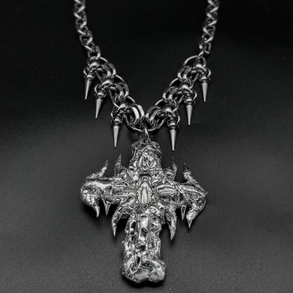 Soldered Thorns Cross Pendant Necklace