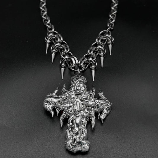 Soldered Thorns Cross Pendant Necklace