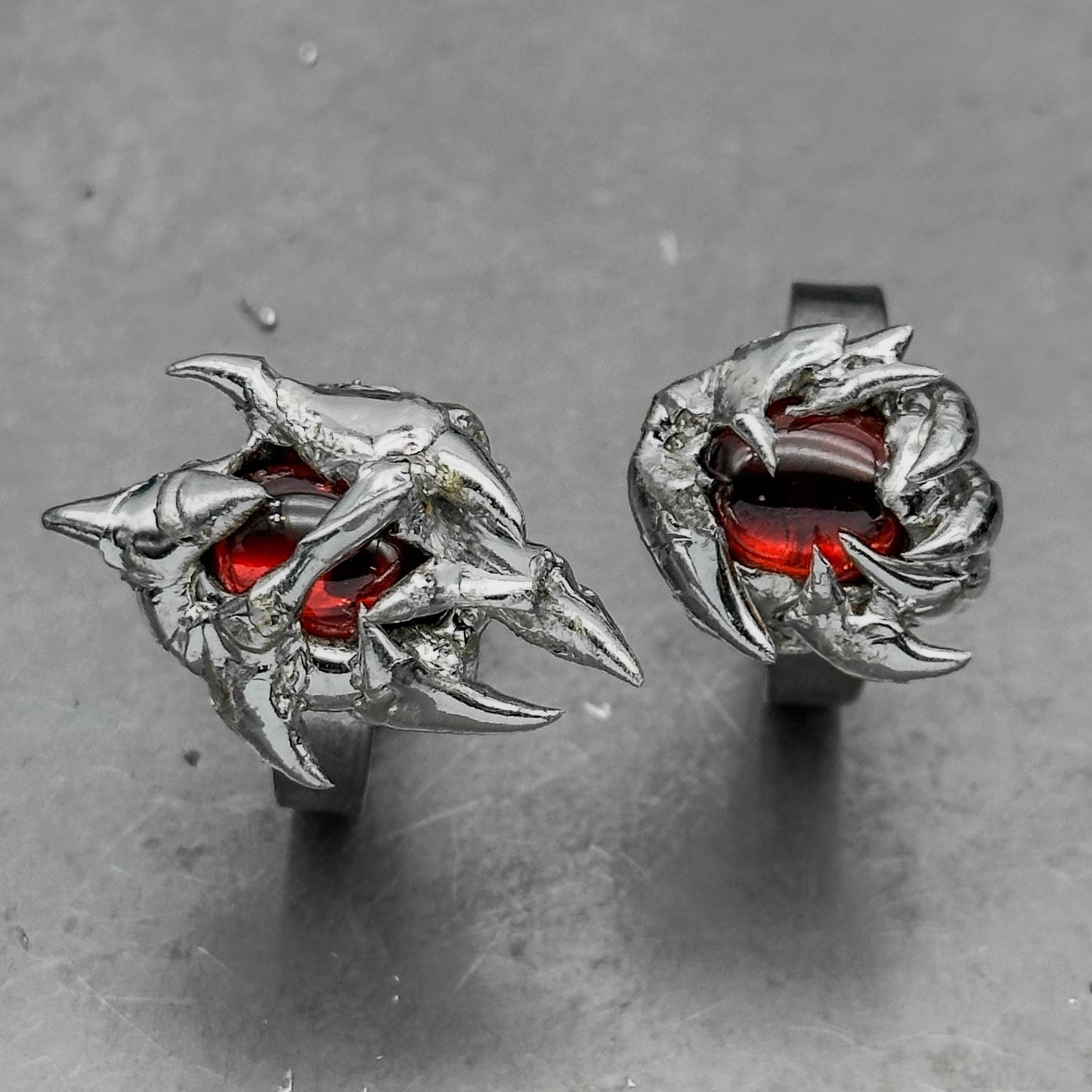 Soldered red gem open ring