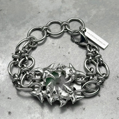 Soldered Thorns Jade Dual Chain Bracelet