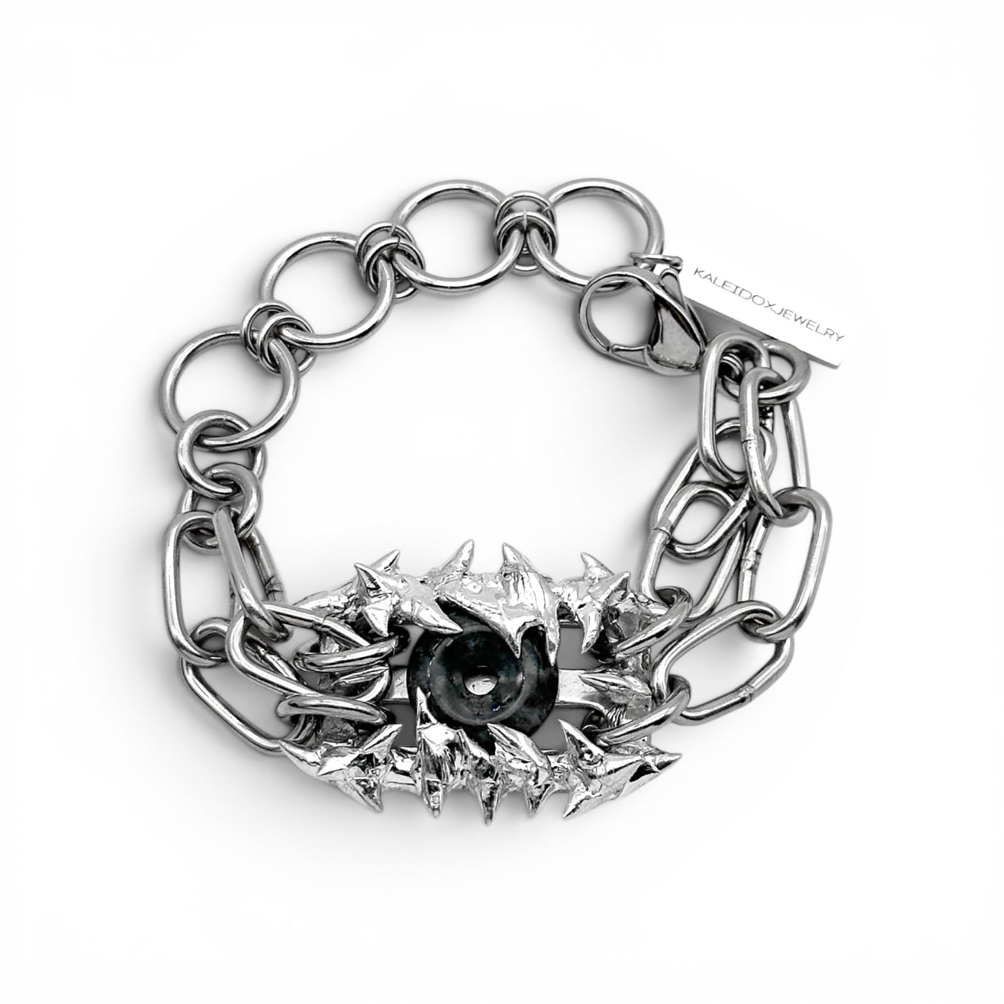Soldered Thorns Grey Jade Bracelet