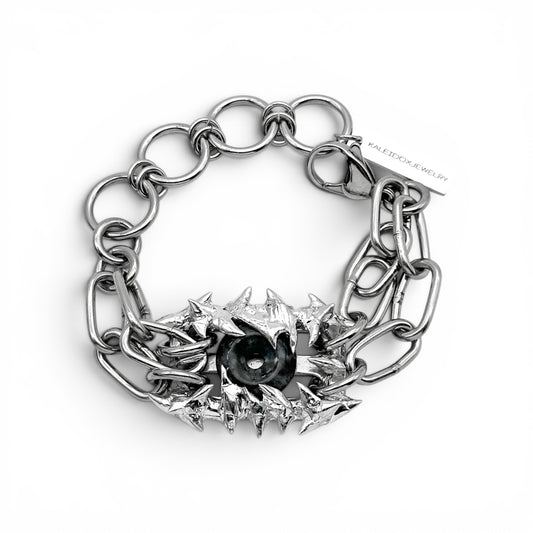 Soldered Thorns Grey Jade Bracelet