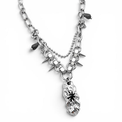 Soldered Black Pendant Spikes Necklace