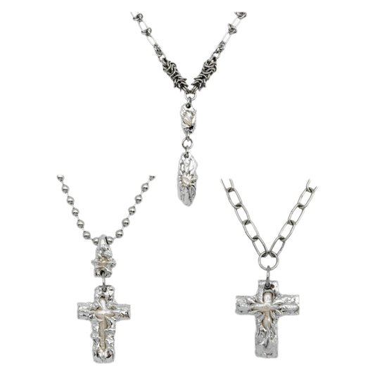 Soldered Pearl Pendant Necklace