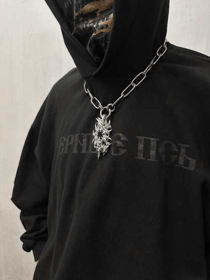 Soldered black gem pendant chunky necklace