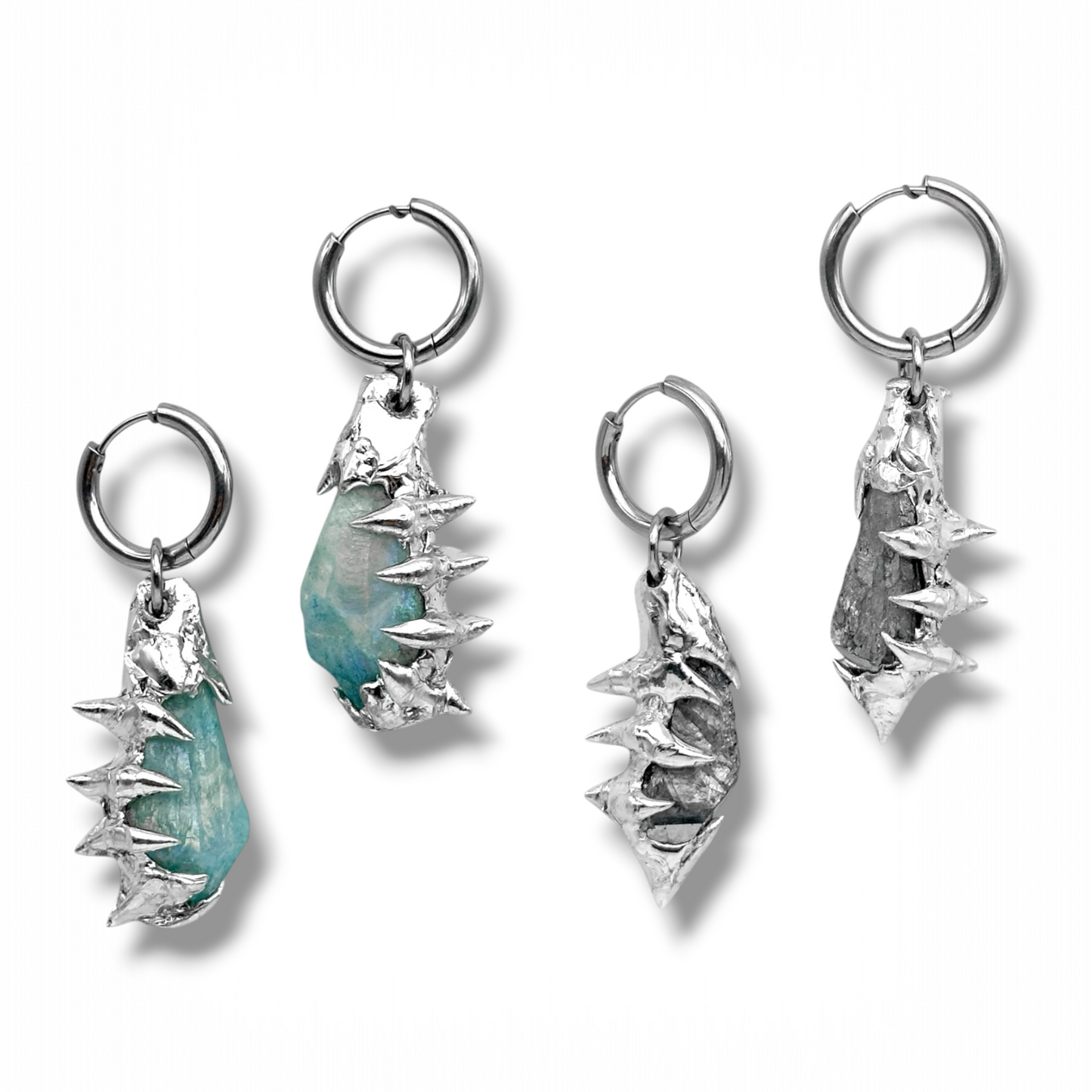 Soldered Spikes Crystal Earrings