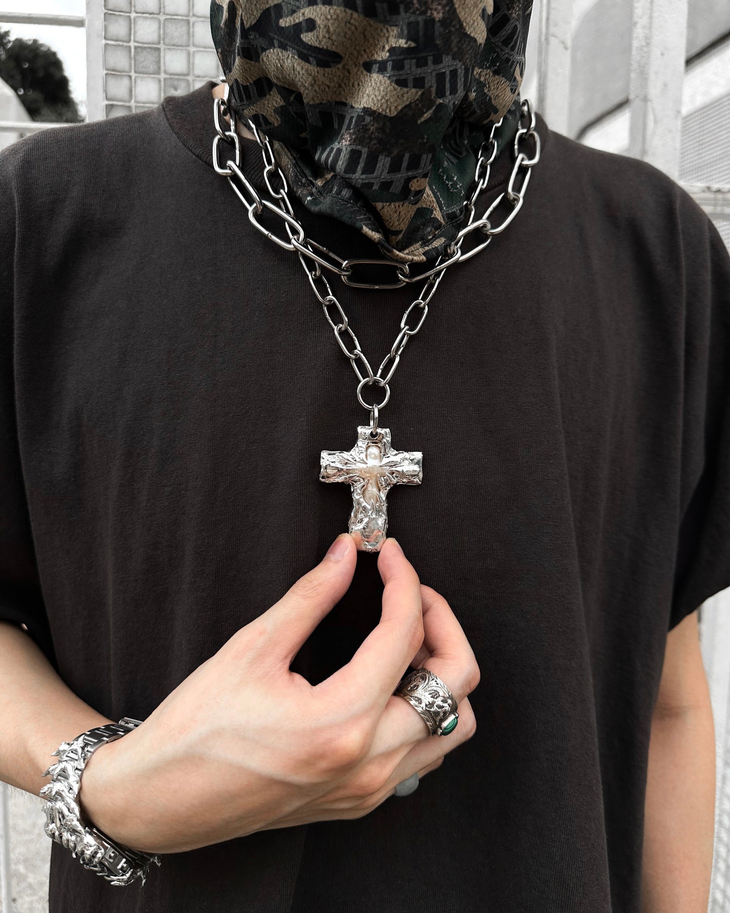 Soldered Pearl Pendant Necklace