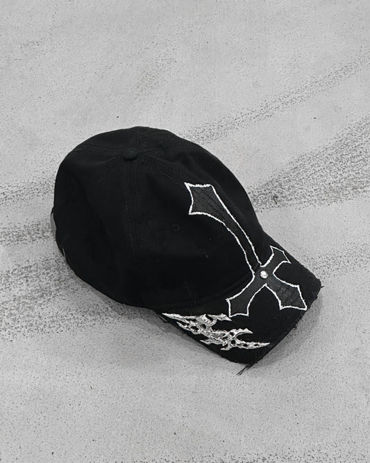 Outline Cross Soldered Thorns Cap 01