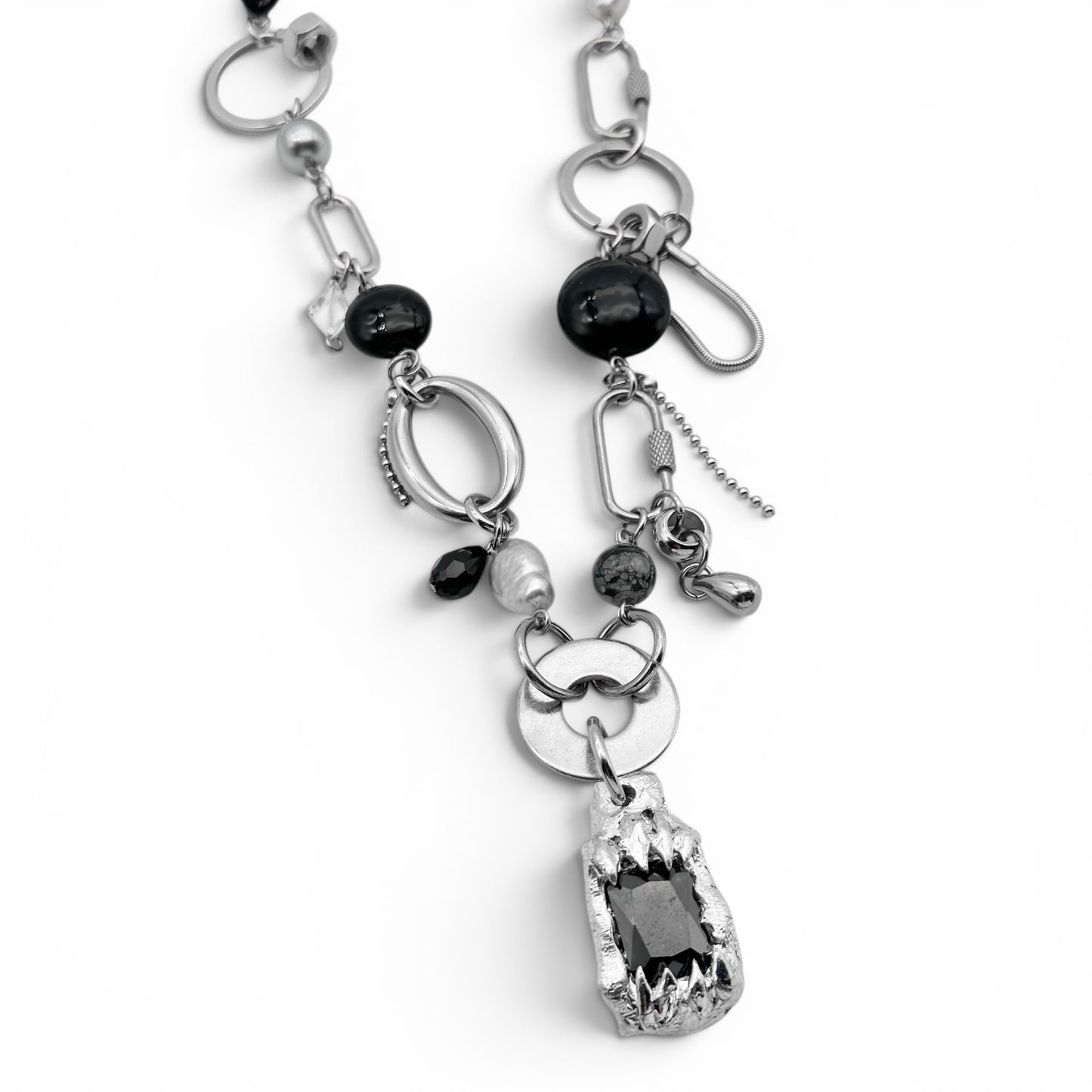 Soldered Black Gem Pendant Necklace