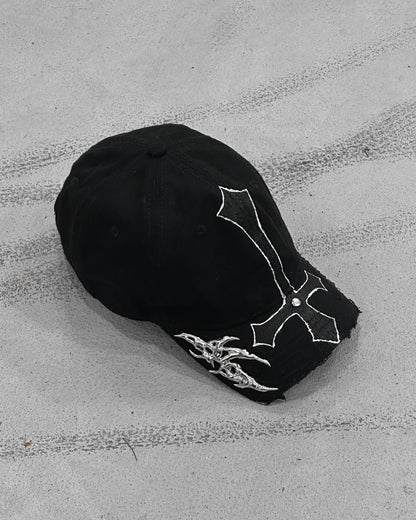 Outline Cross Soldered Thorns Cap 02