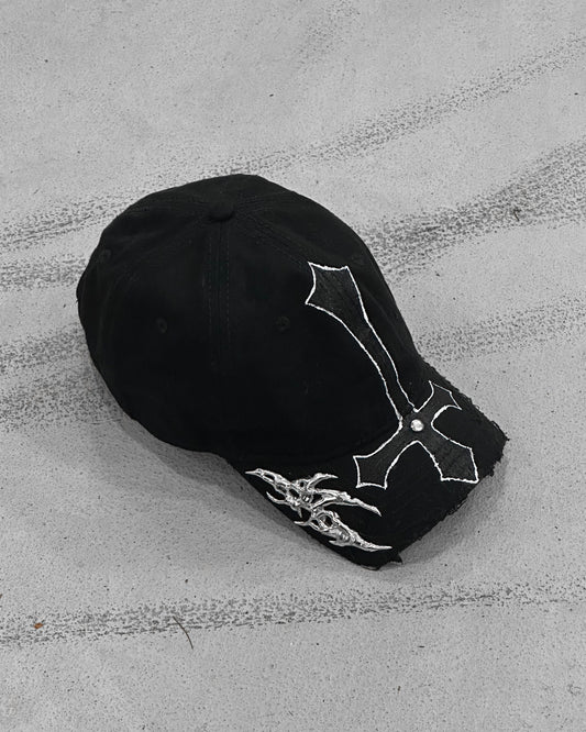 Outline Cross Soldered Thorns Cap 02