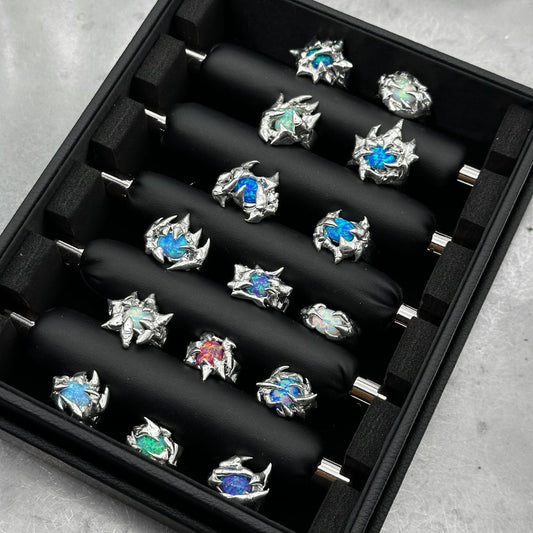 Soldered synthetic opal rings