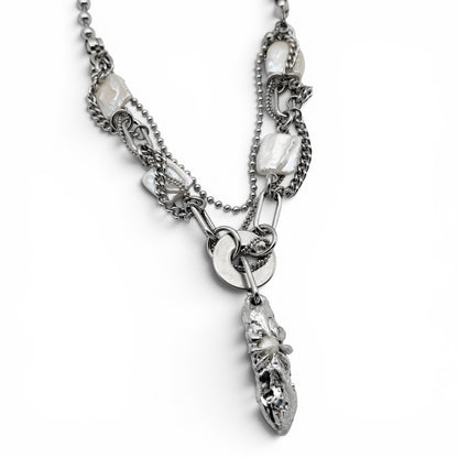 Soldered Pearl Pendant & Square Pearl Chain Necklace