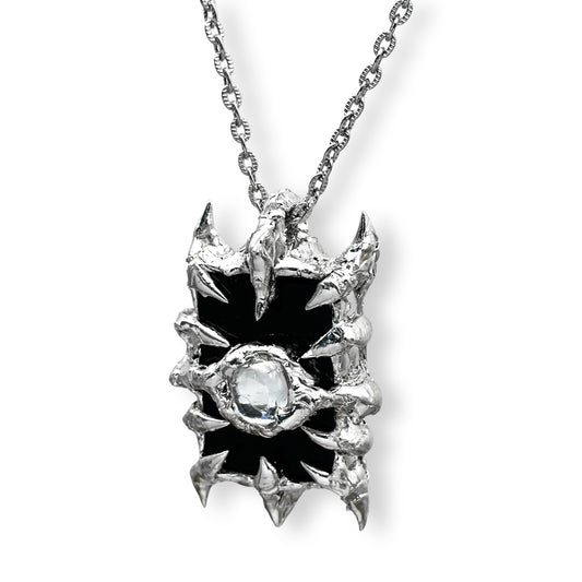 Soldered Black Stone Plate Pendant Necklace