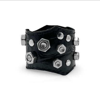 Croc Embossed Hex Nuts Wide Cuff Bracelet