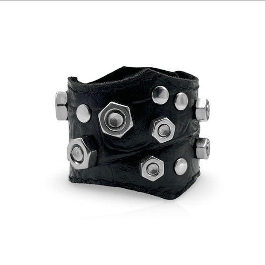 Croc Embossed Hex Nuts Wide Cuff Bracelet