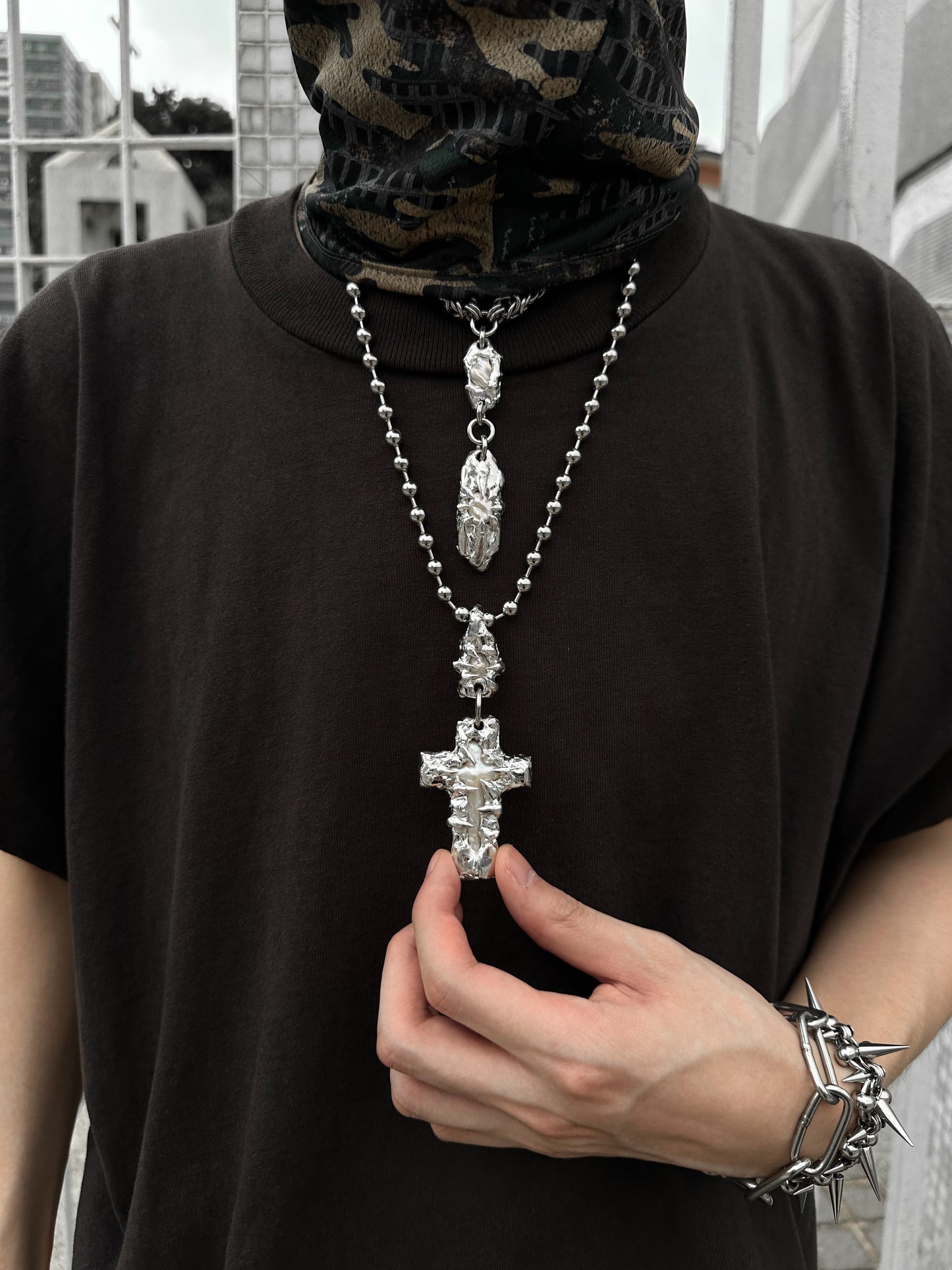 Soldered Pearl Pendant Necklace