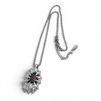 Soldered Thorns Red Gem Ball Chain Necklace