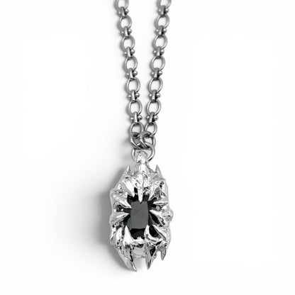 Soldered Thorns Black Gem Pendant Necklace
