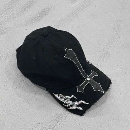 Outline Cross Soldered Thorns Cap 03