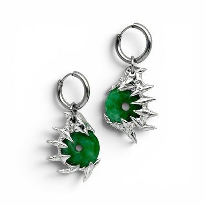 Soldered Thorns Jade Earrings