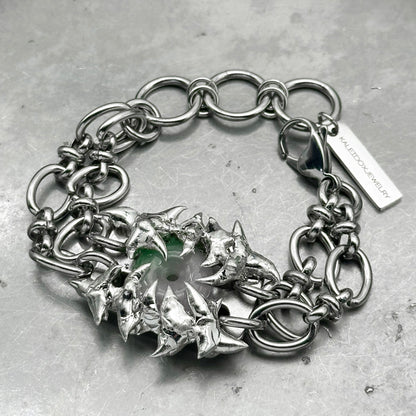 Soldered Thorns Jade Dual Chain Bracelet
