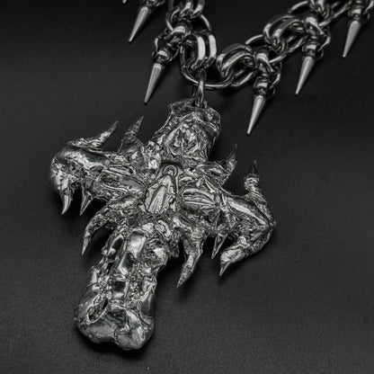 Soldered Thorns Cross Pendant Necklace