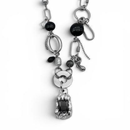 Soldered Black Gem Pendant Necklace