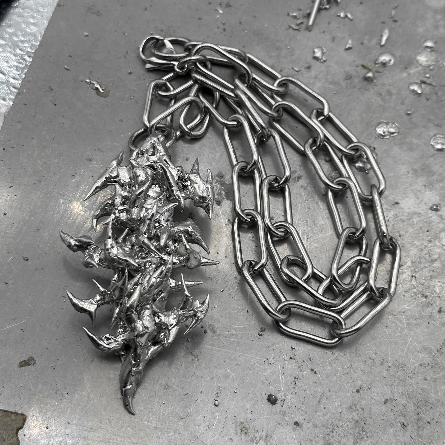 Soldered thorns pendant necklace