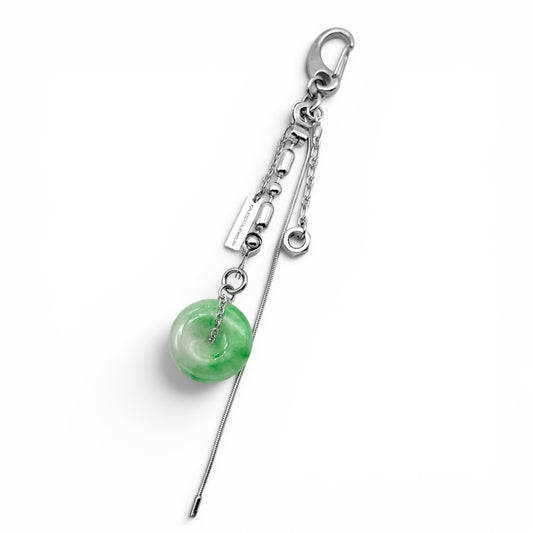 Jade Hex Huts Chain Drop Logo Plate Keychain