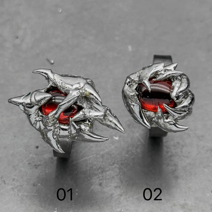Soldered red gem open ring