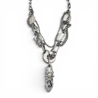 Soldered Pearl Pendant & Square Pearl Chain Necklace