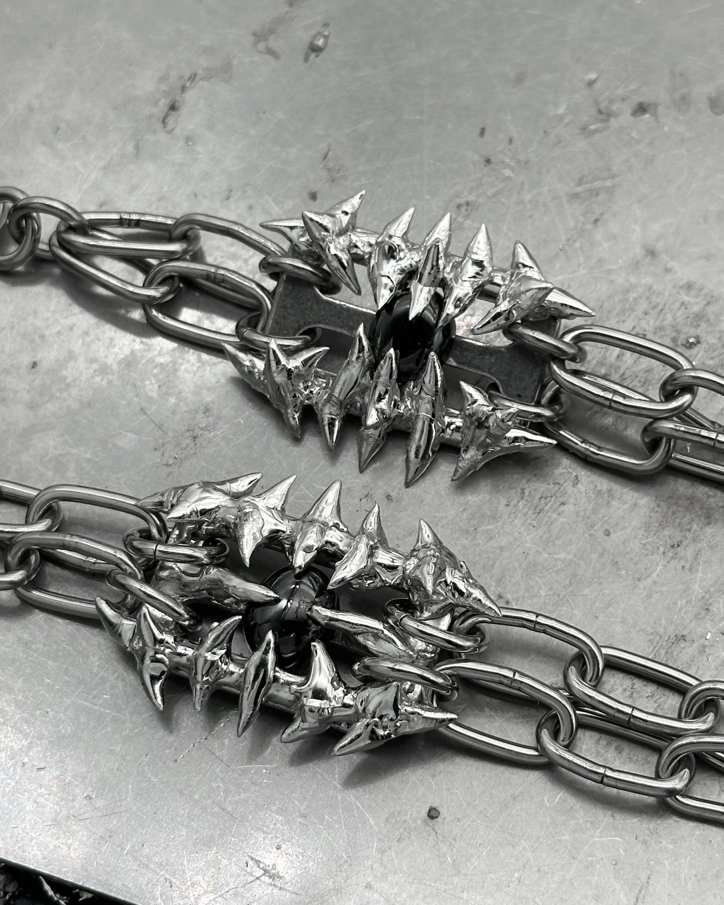 Soldered Thorns Black Gem Bracelets