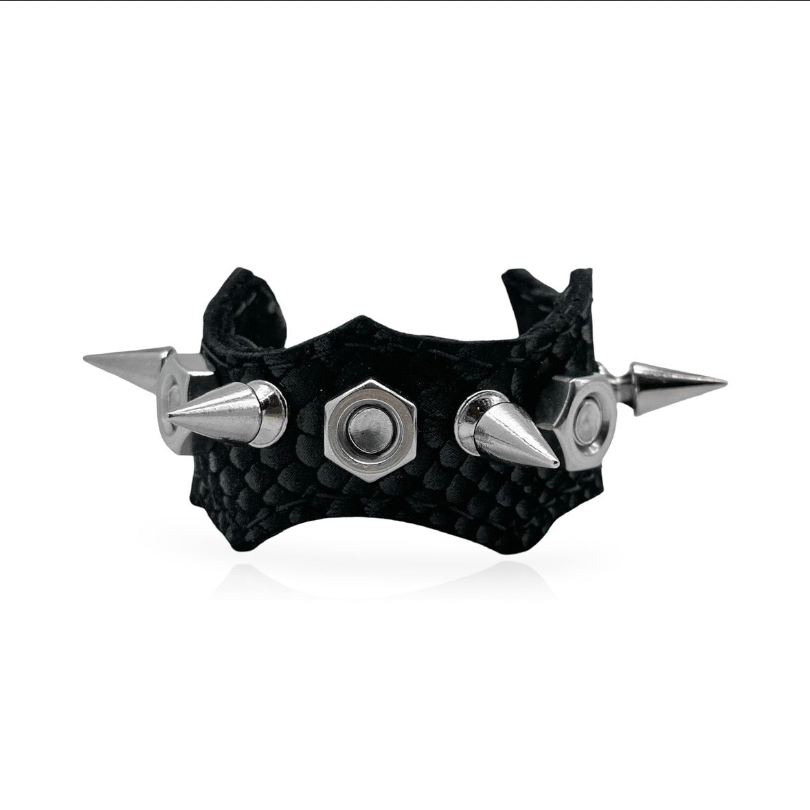 Snake Embossed Spikes and Hex Nuts Chain Bracelet