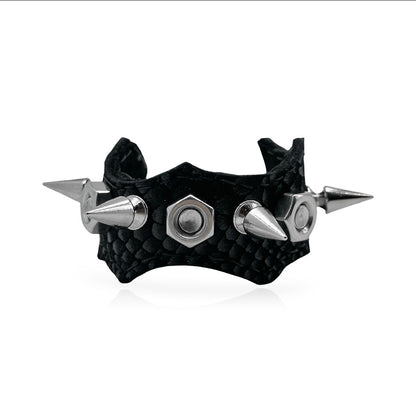 Snake Embossed Spikes and Hex Nuts Chain Bracelet