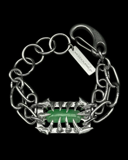 Soldered Thorns Green Jade Bracelet