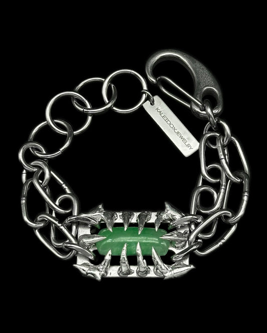Soldered Thorns Green Jade Bracelet