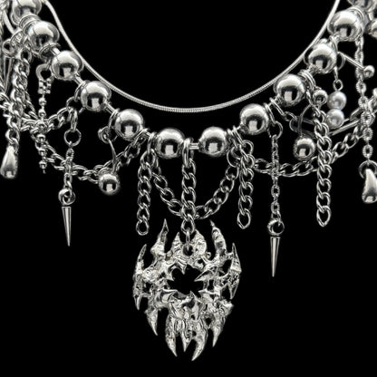 Soldered Black Gem Pendant Ball Chain Necklace