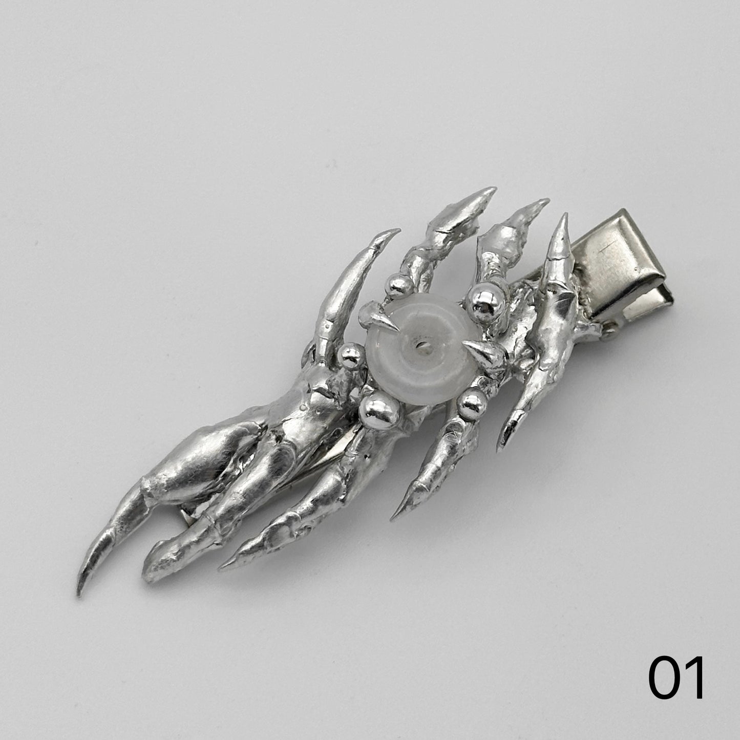 Soldered White Jade Thorns Hair Clips