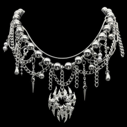 Soldered Black Gem Pendant Ball Chain Necklace